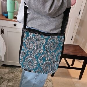 Elegant Teal Patterned Crossbody Bag